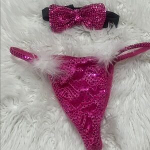 Glittery Pink Kids Underwear Set with Bow